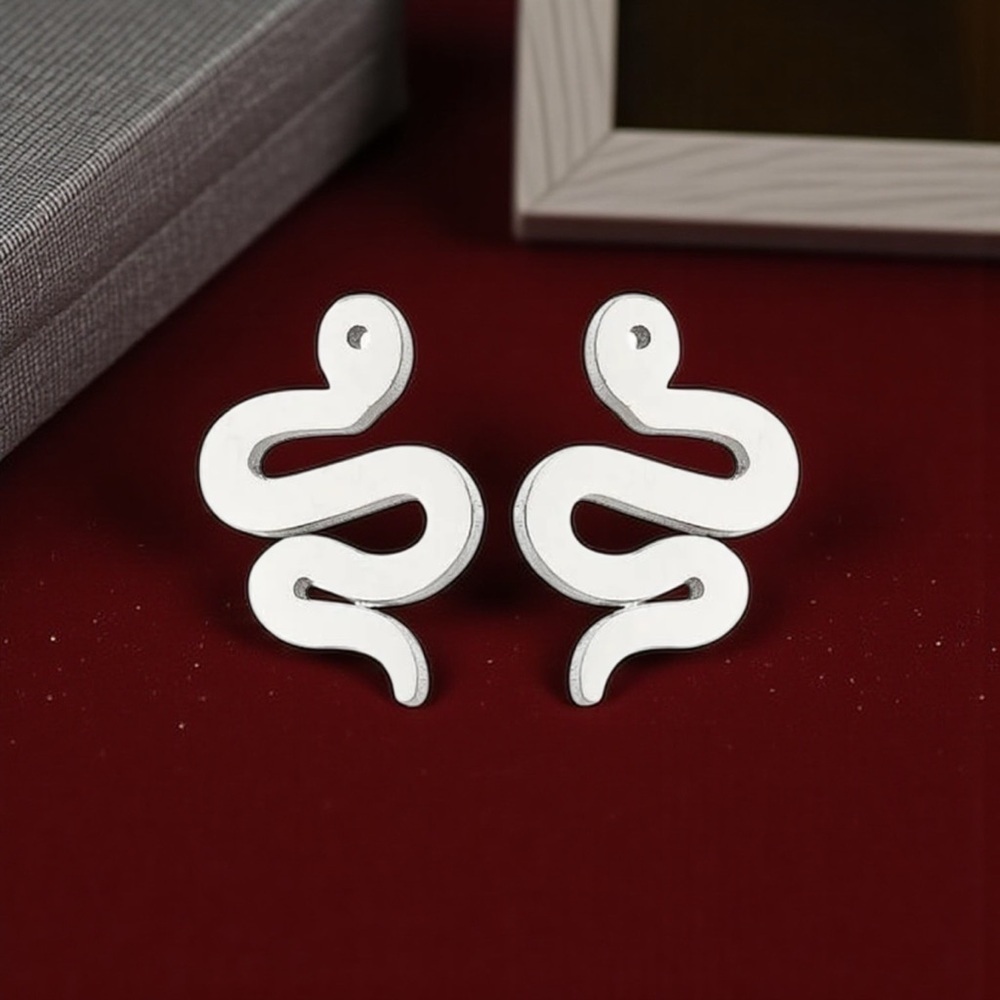Beautiful Silver Snake Stud Earrings - NWOT